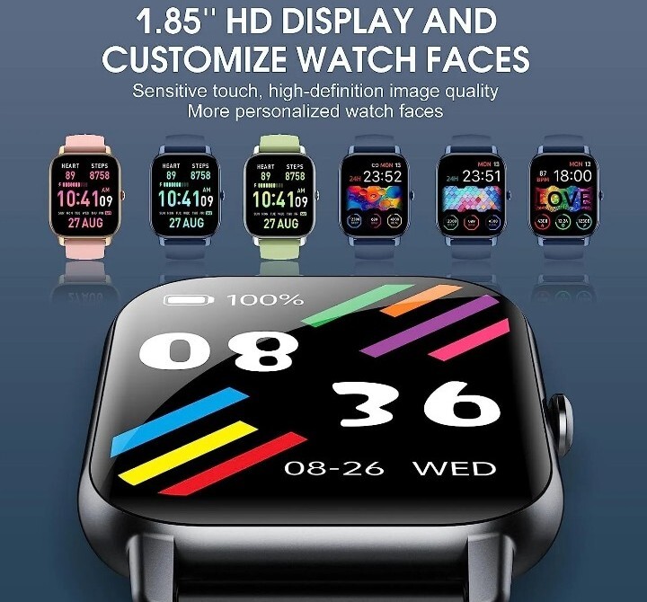 Ddidbi Smart Watch 1.85 HD Phone Fitness Tracker Bluetooth Touch Screen Waterpro