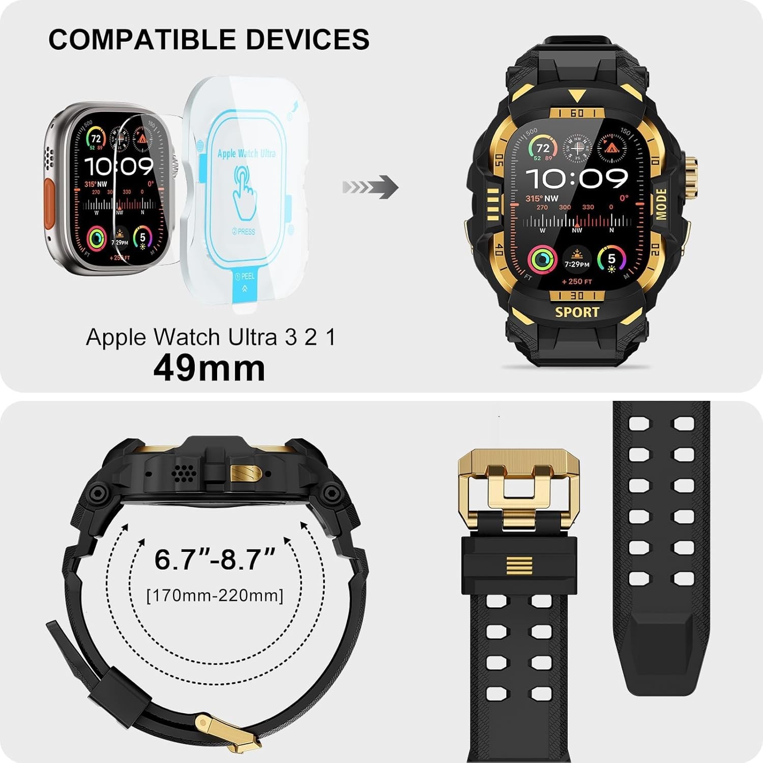 Heavy Duty Strap Compatible with Apple Watch Ultra 49mm, Military Grade