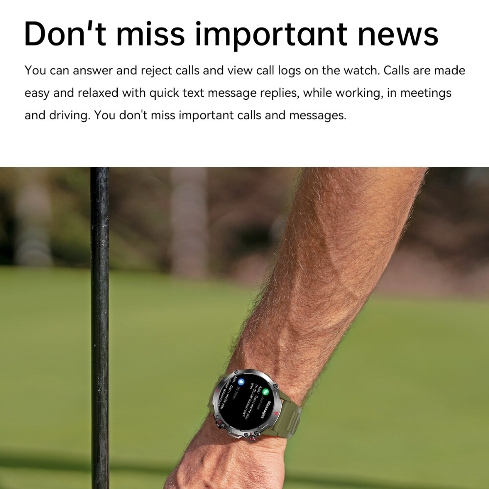 Military Smart Watch For Men’s (Call Receive/Dial) Rugged Sport Fitness Tracker