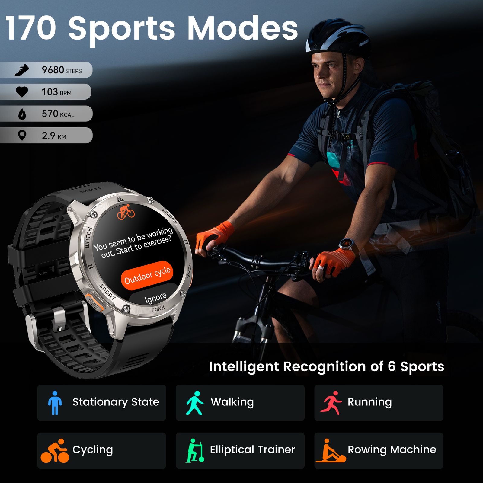 KOSPET TANK T3 Smart Watch Men Smart Watches 5ATM Waterproof +Magnetic Strap NEW