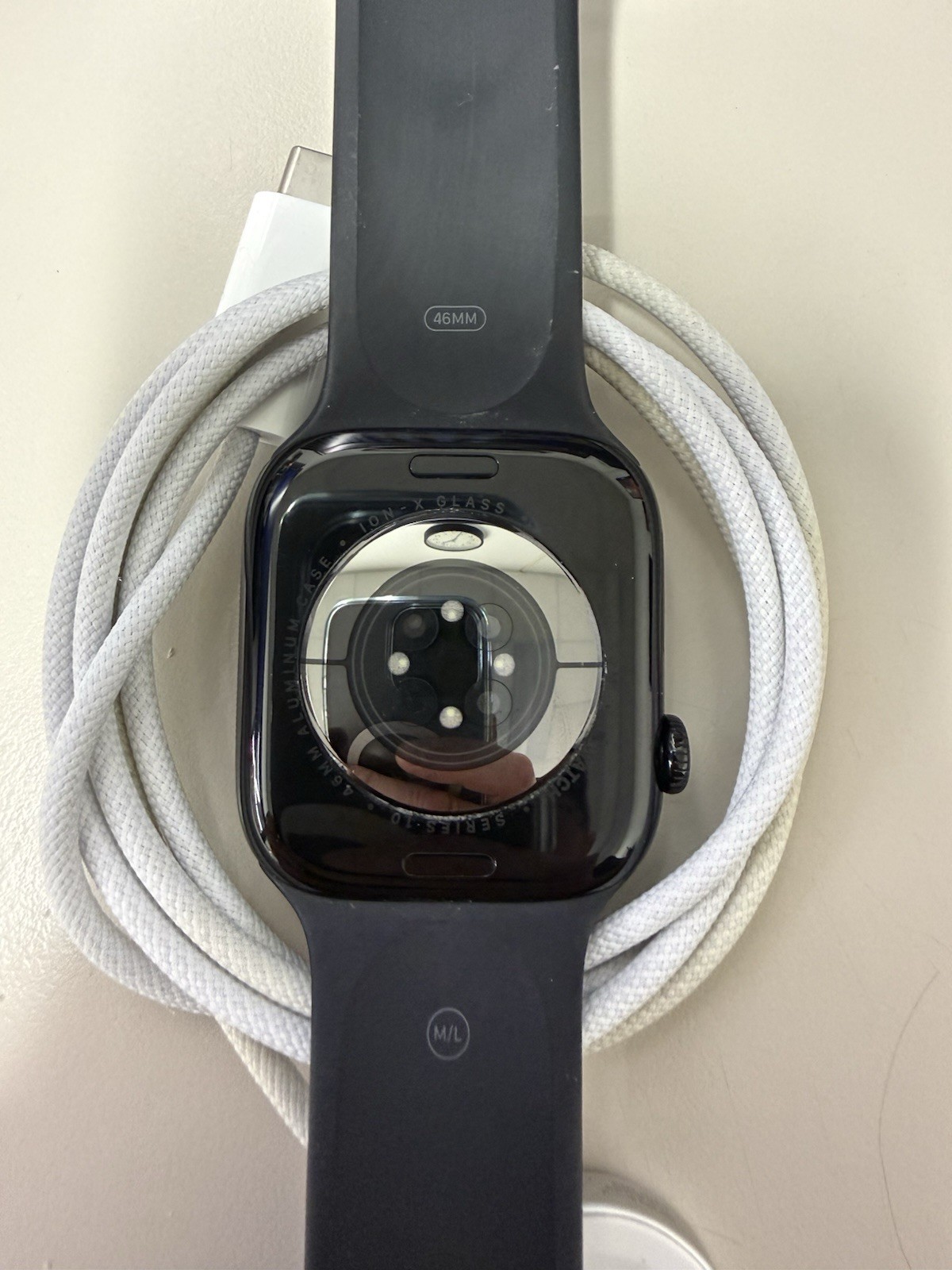 Apple Watch Series 10 46mm Black Aluminum Case Black Silicone Band 32GB Unlocked