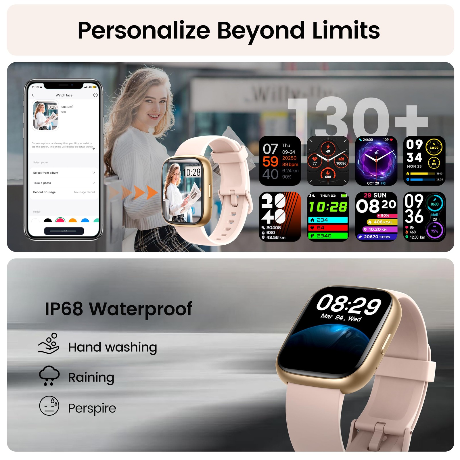 Smart Watch with Alexa Built-in, 1.83″ HD Touchscreen Fitness Tracker with Bl…
