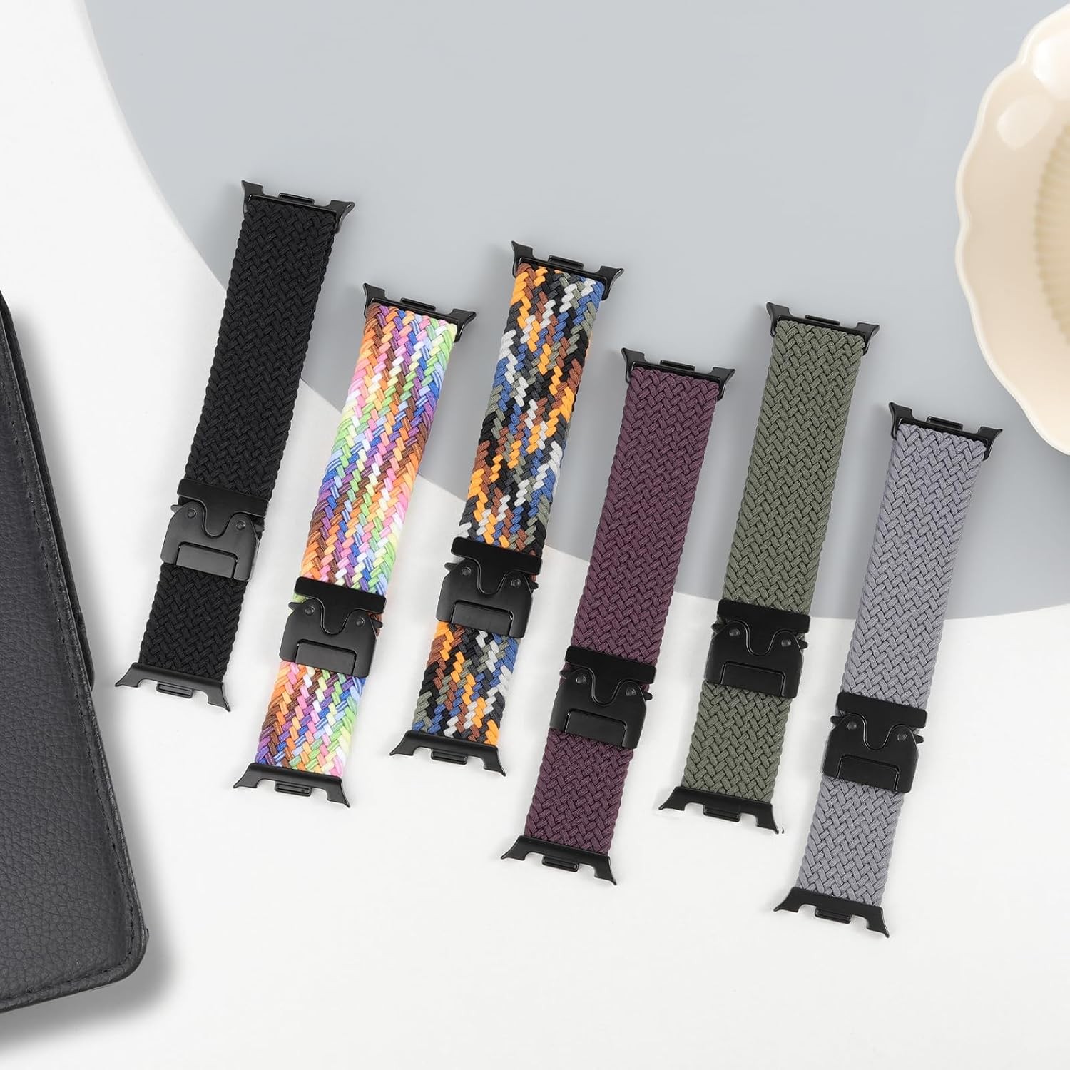 Braided Band for Samsung Galaxy Watch 8 Classic 46mm, Elastic Nylon Fabric Strap