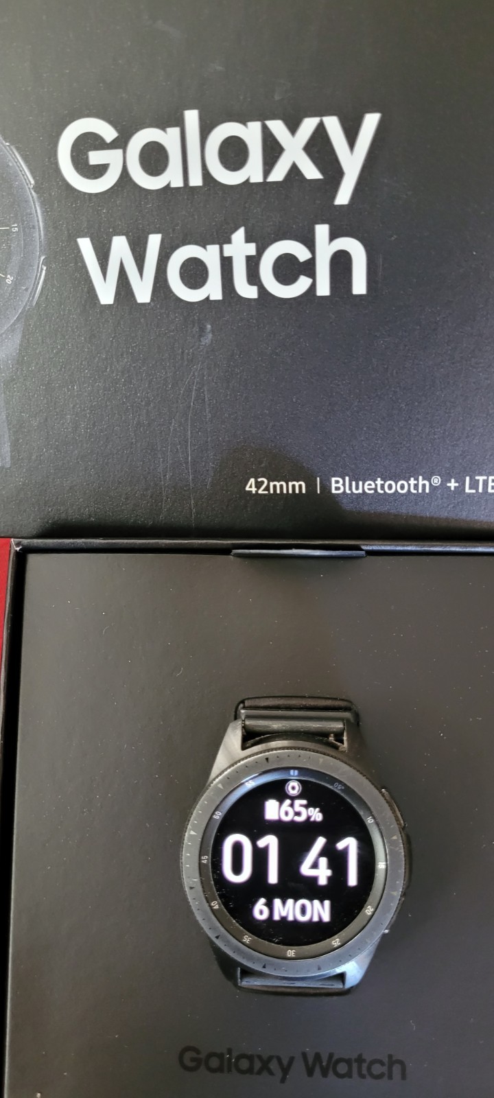 SAMSUNG GALAXY WATCH, 4G Black with upgraded watch band, 1 size fits all.