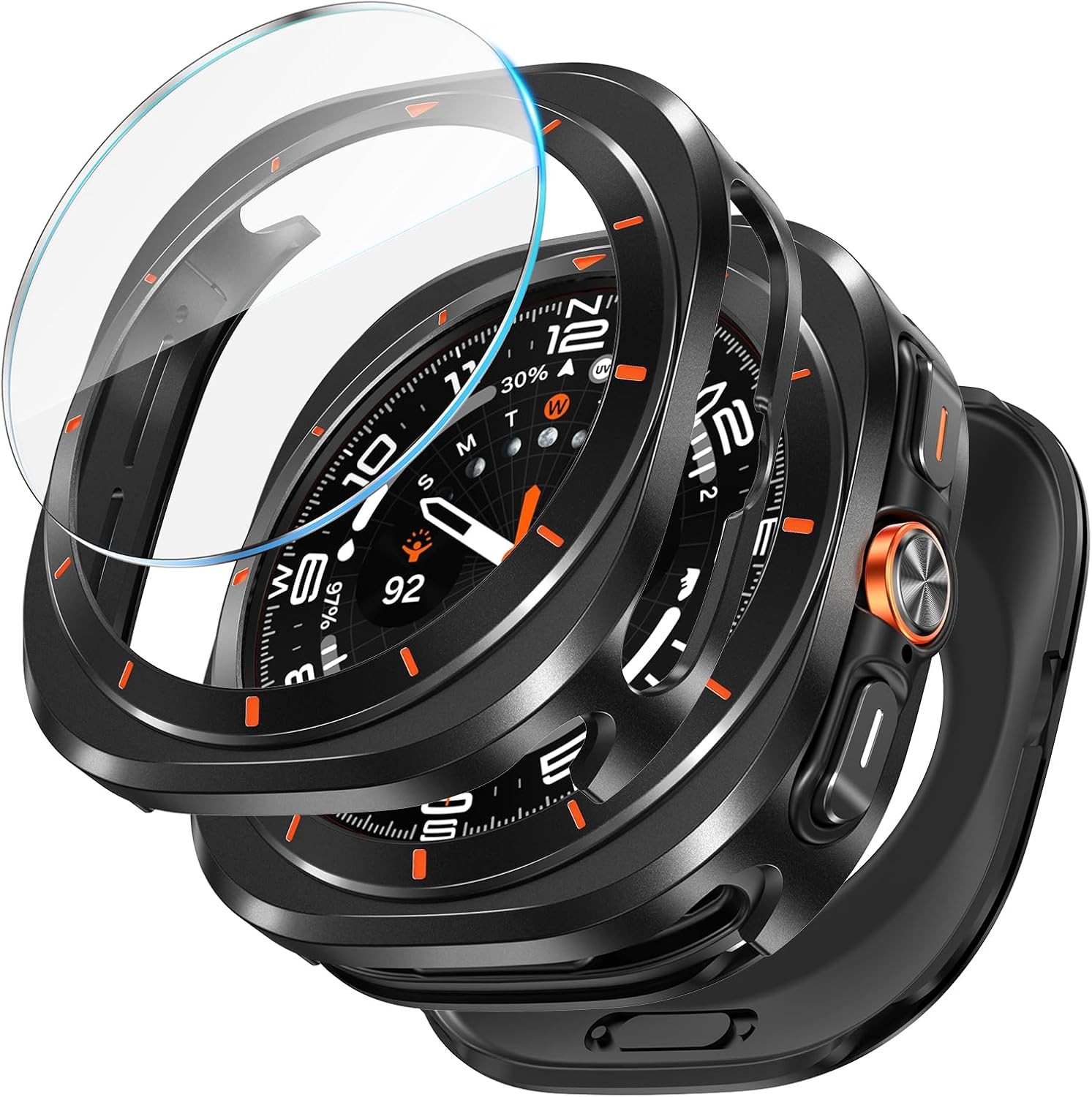 3-in-1 Protective Metal Case for 47mm Samsung Galaxy Watch Ultra, Steel Bumper &