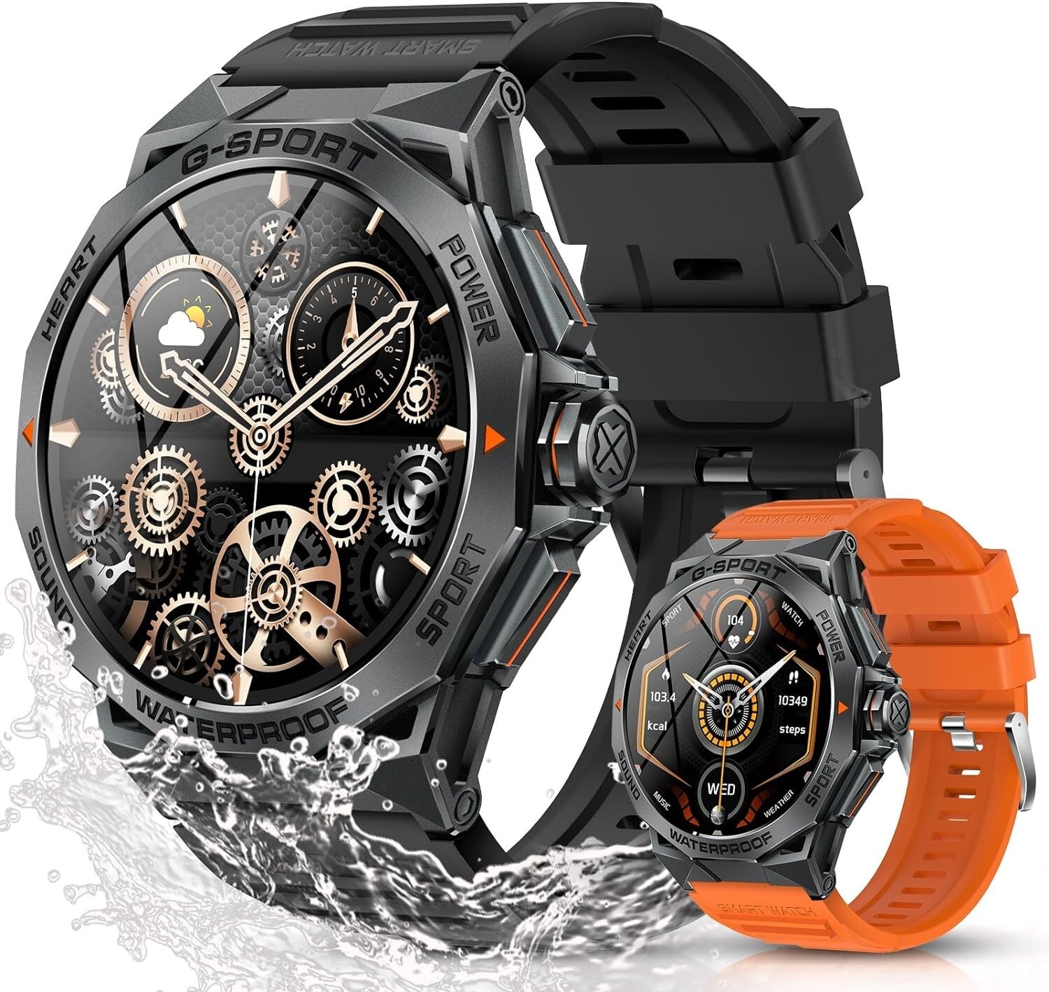 Smartwatch (2 Bands) 1.43″ HD Screen Heart Rate Fitness Tracker Blood Oxygen