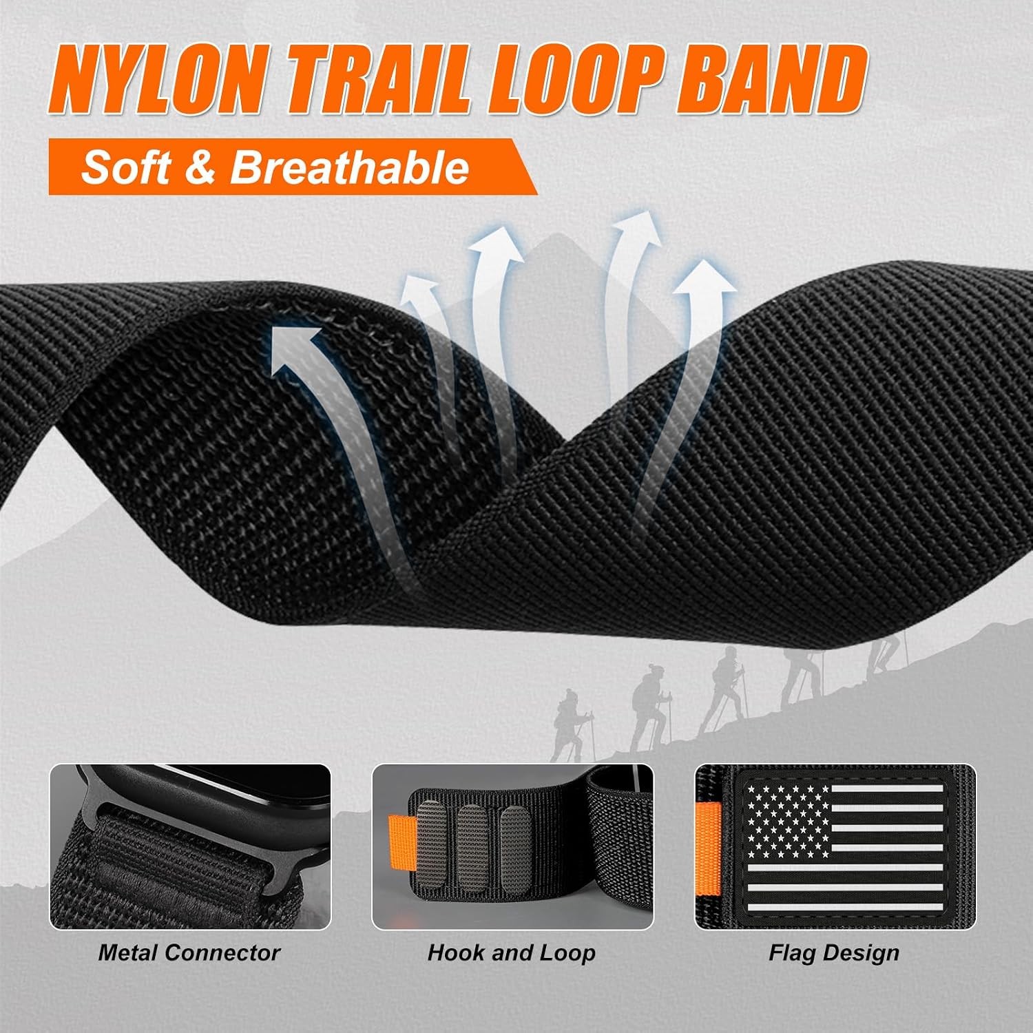 Woven Nylon Strap Compatible with Apple Watch Ultra 49mm, Series 3 42mm