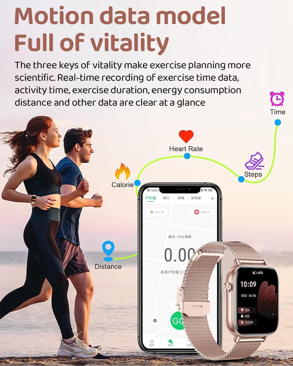 Smart Watch for Women, 1.85″HD Fitness Tracker Answer/Make Call/Messages, 130…