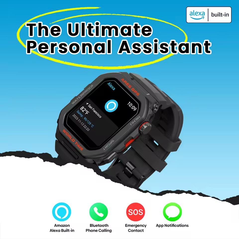 SmartWatch Zeblaze Ares GPS, Alexa, Voice calls, hear Rate, Activity Tracker, BT