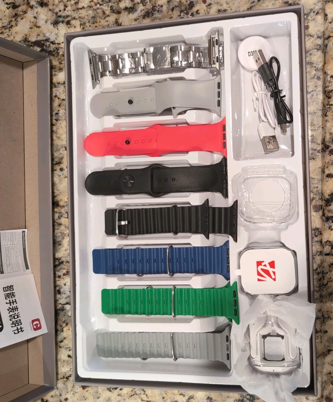 D300 8-IN-1 SMART WATCH(Black), EAR BUDS, & *8 WRIST STRAPS* *BRAND NEW IN BOX*