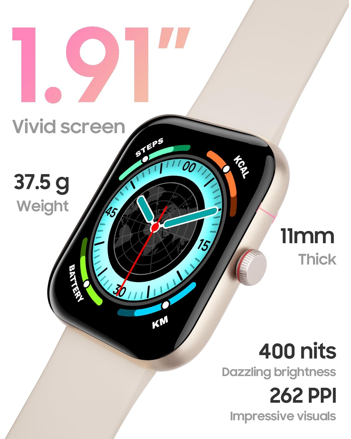 TOOBUR Smart Watch for Women, Alexa Built-in, Answer/Make 1.91 inches, Beige