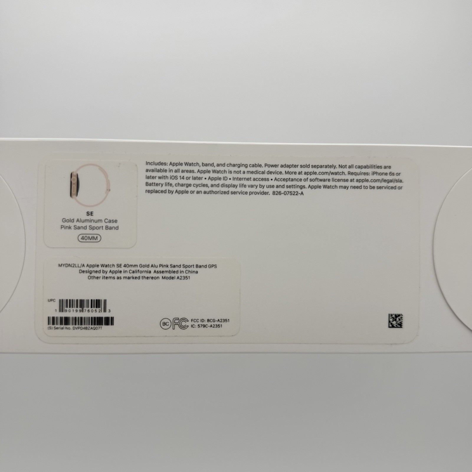 Unlocked Apple Watch SE 1st Gen 40MM Rose Gold Aluminum Pink Sand Band A2351