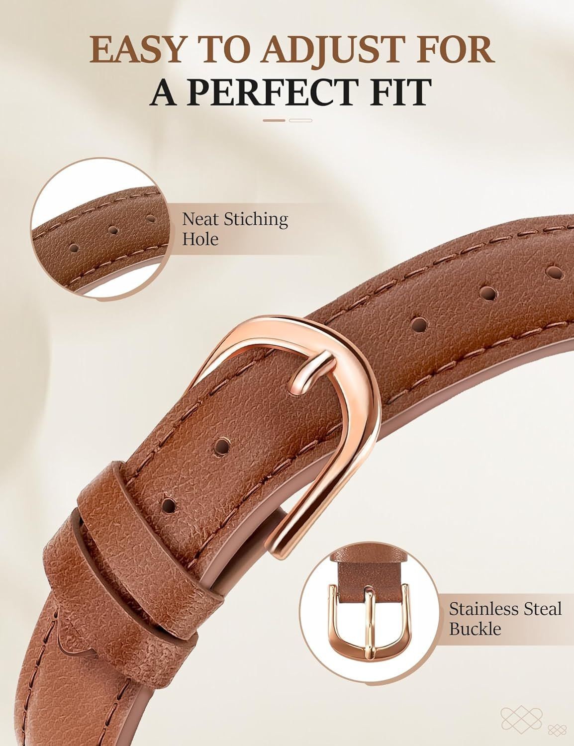 Leather Strap Compatible with Apple Watch 38mm 40mm 41mm Designer Buckle