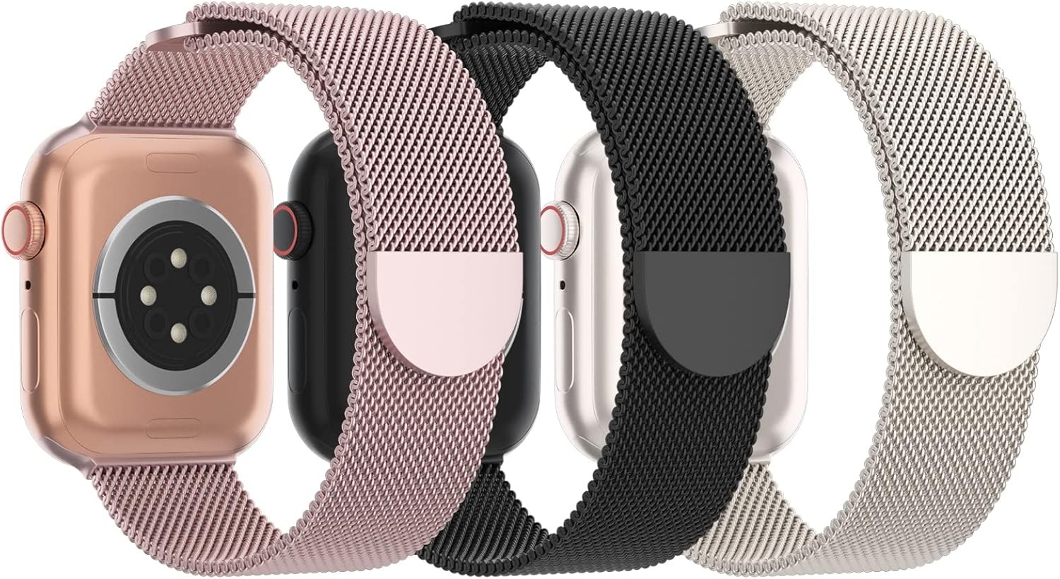 3 Pack Mesh Metal Bands for Apple Watch 38mm 40mm 41mm 42mm 44mm 45mm 46mm 49mm