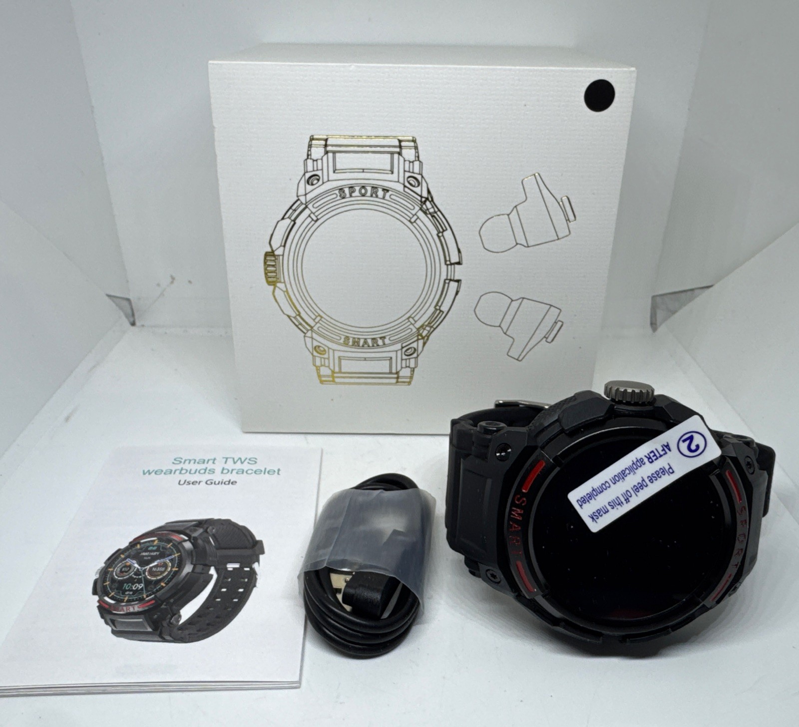 Military Smart Watch For Men Color Black With Plastic Straps-Brand New-US Seller