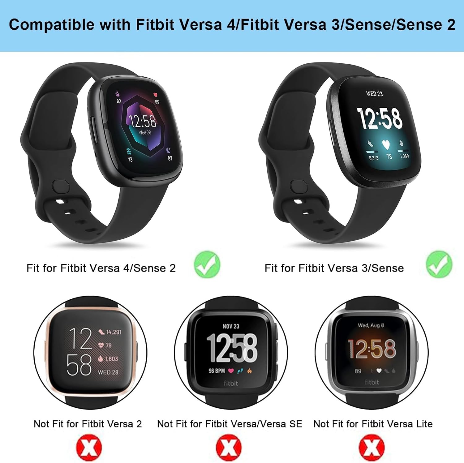 Genuine Leather Strap Compatible with Fitbit Versa 4 and Sense 2