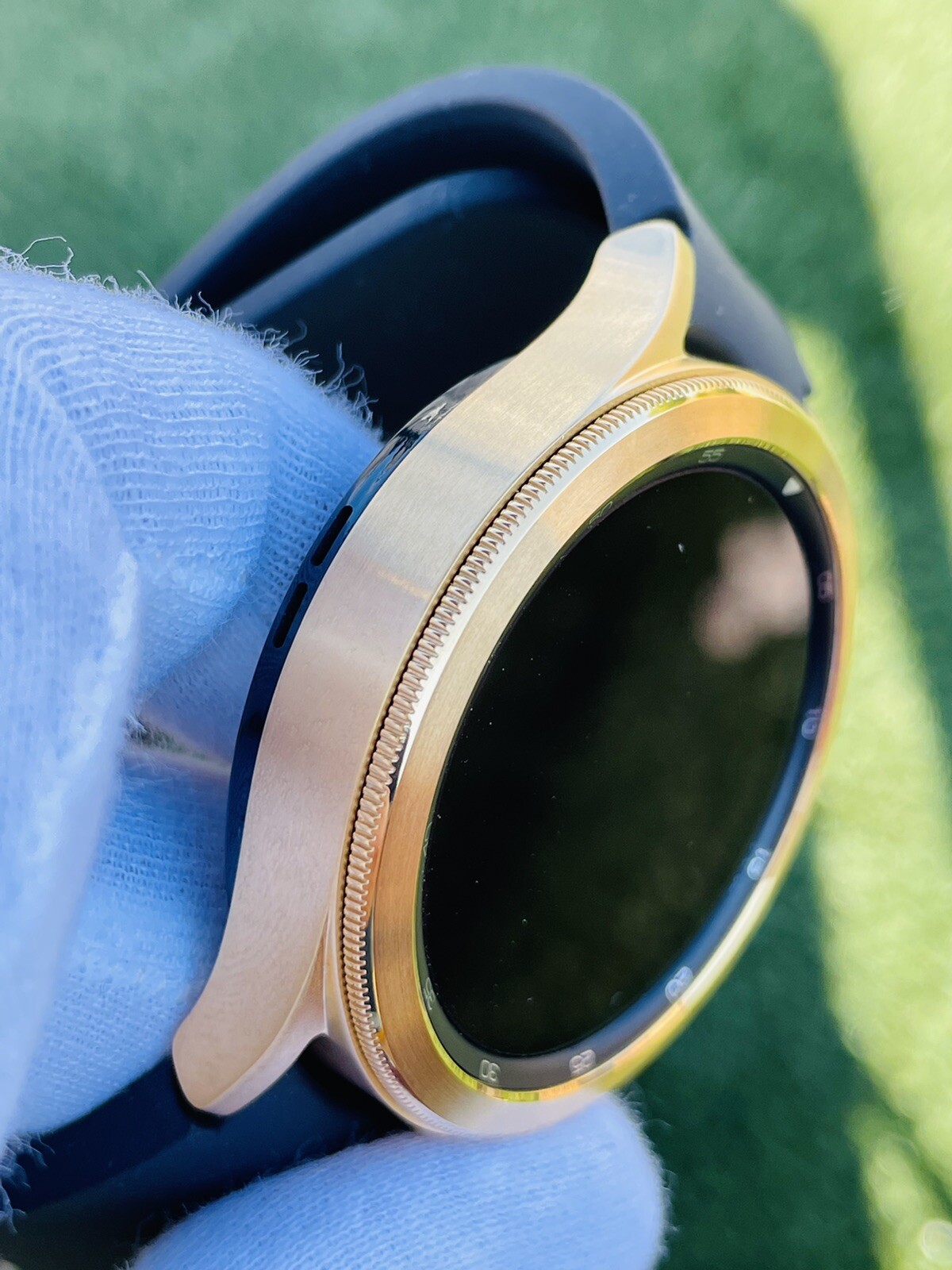 Custom 24k Gold Plated Samsung Galaxy Watch 4 with Gold Bezel Black Band 2021