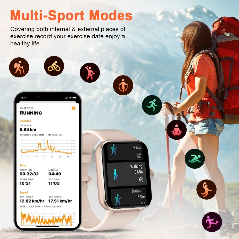 Ladys Smart Watch Women Fitness Tracker Blood Pressure Heart Rate Sport Watches