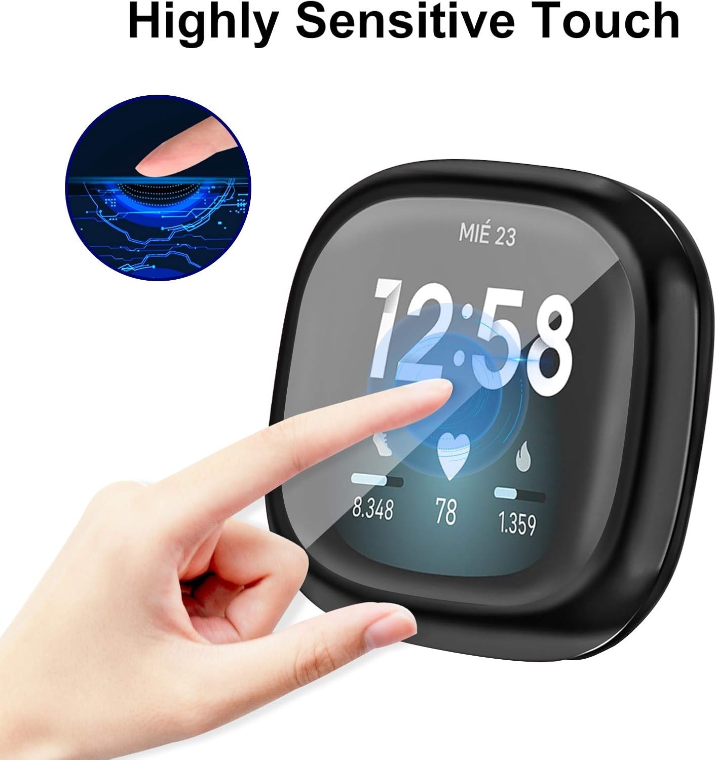 4 Pack Screen Protector Case for Fitbit Sense 2 / Versa 4 Slim Fit Shockproof TP