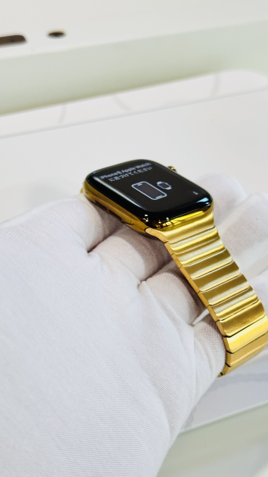 Custom Anodized Bright Gold 46MM Apple Watch SERIES 11 Gold Plated Link Band