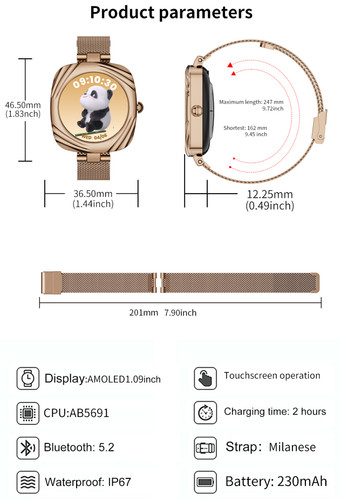 Smart Watch Stainless Steel Luxury Watch Bluetooth Call IP67 Fashion Bracelet