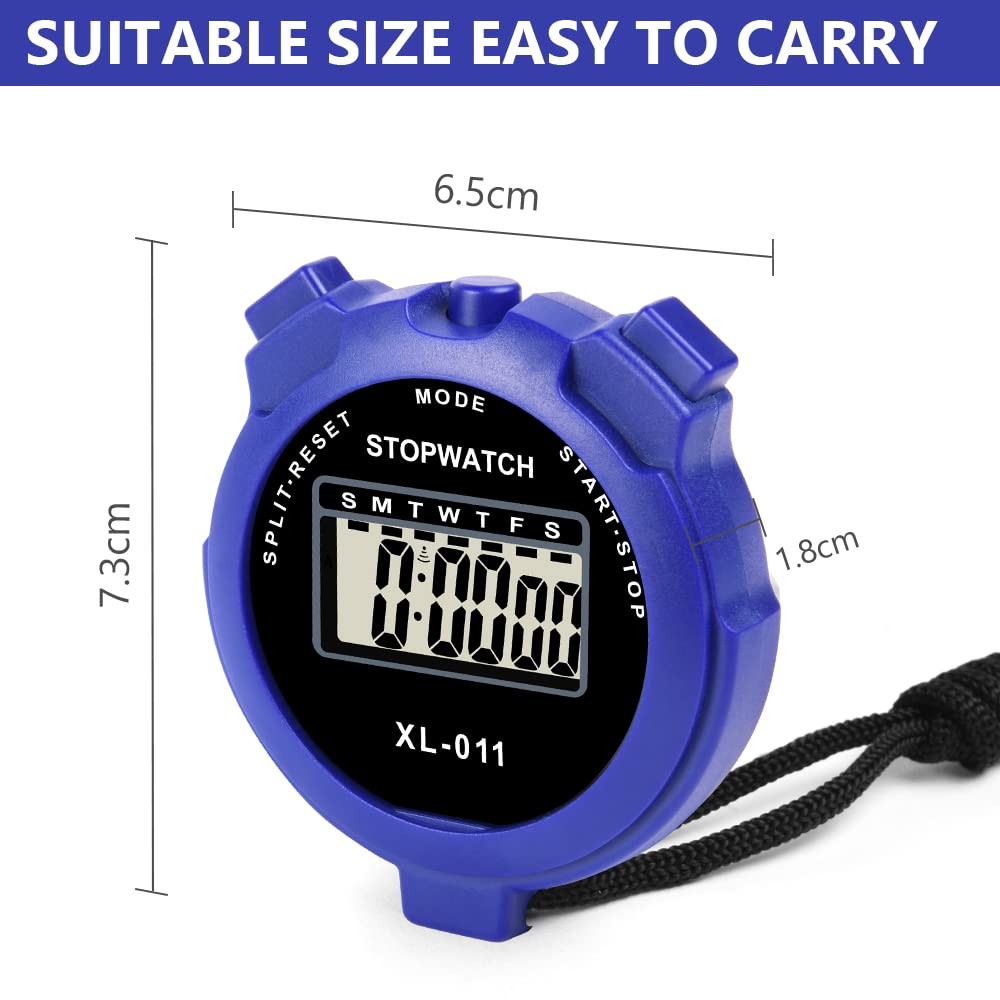 Digital Stopwatch Single Lap Split 12/24 Hour Clock for Coaches Swimming Running