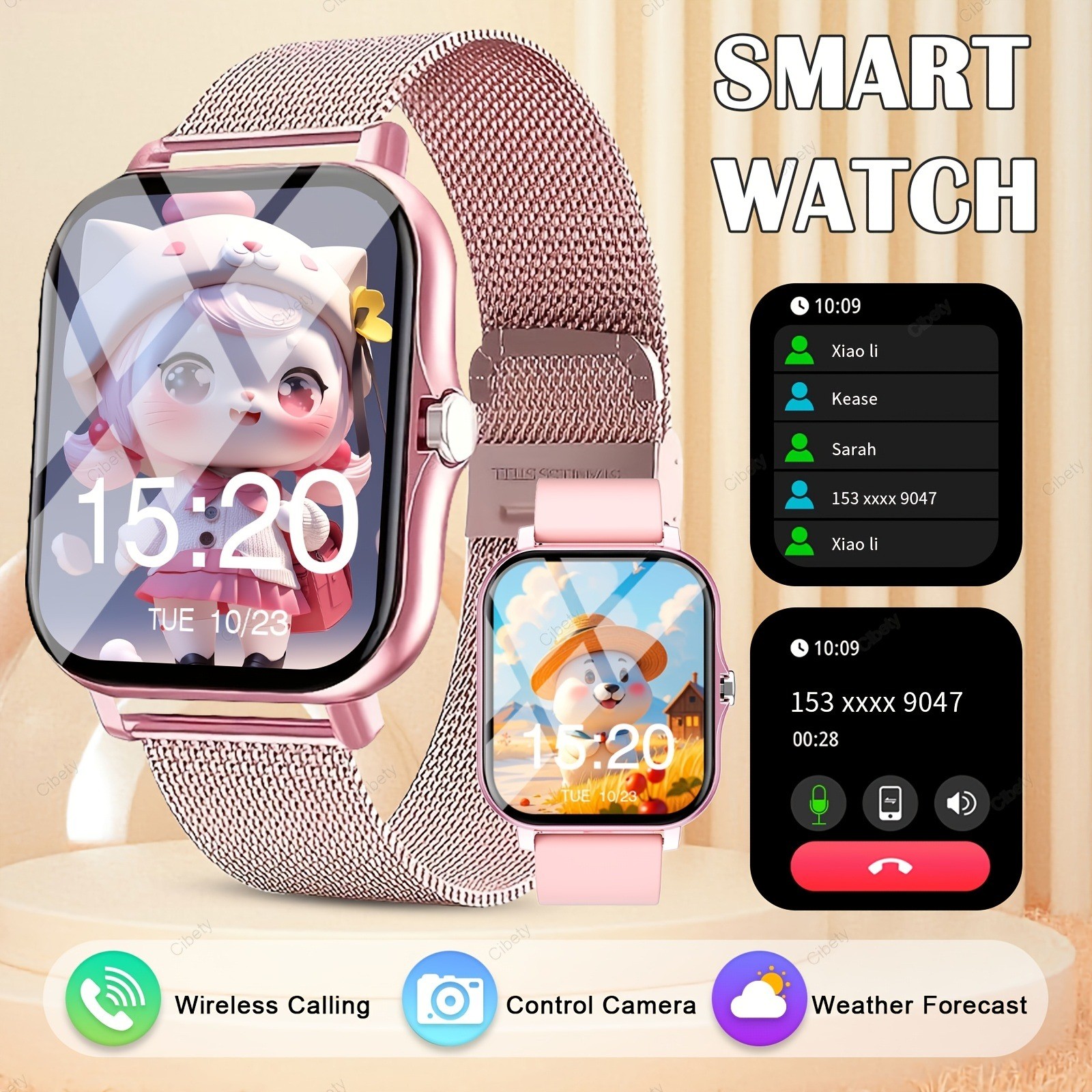 Smart Watch Bluetooth Call SMS Reminder Multi-Sport Mode Gift for Men Women