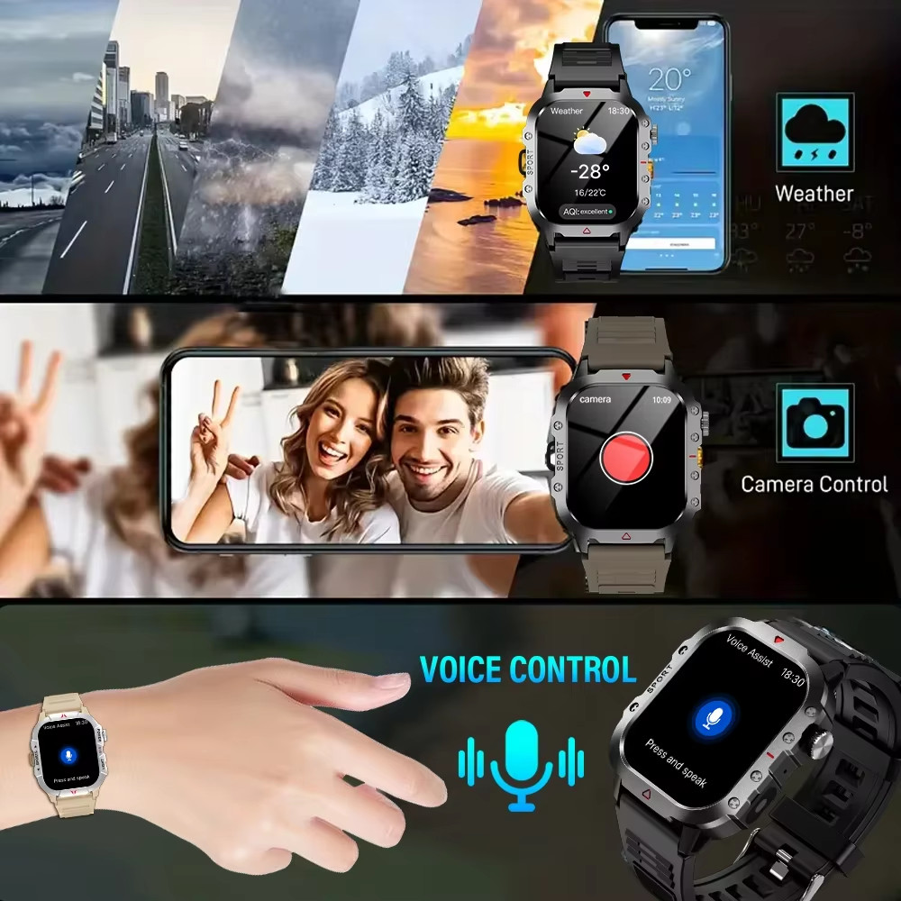 2.01″ HD Screen Smart Watch with LED Flashlight Bluetooth & Talking for Men/Wome
