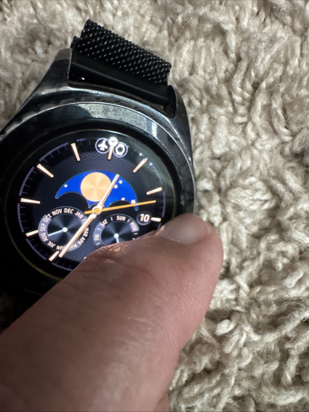 Samsung Galaxy Gear S2 42mm Stainless Steel Case Dark Gray Metallic Band