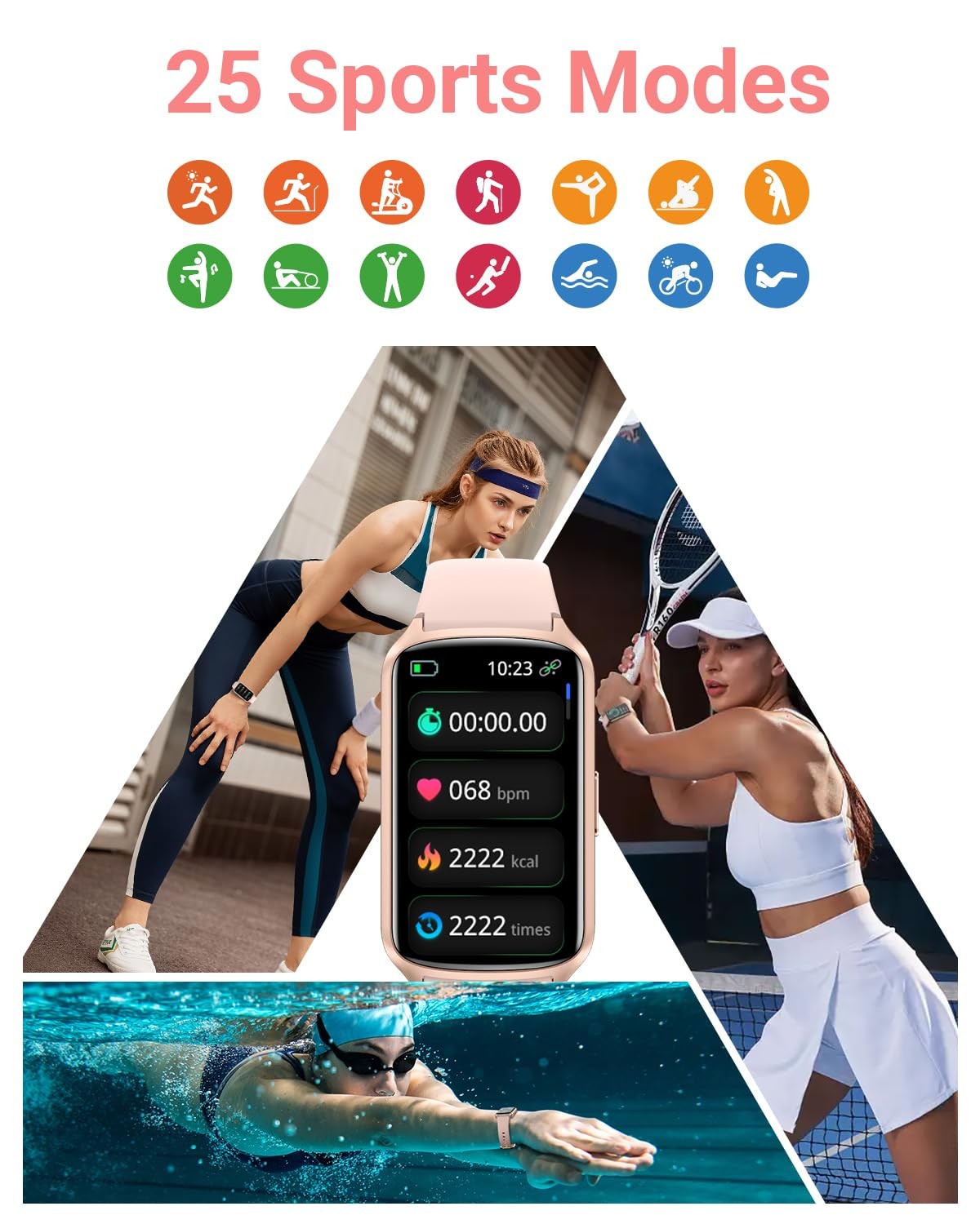 Health Fitness Tracker with 24/7 Heart Rate, Blood Oxygen, Blood Pressure, Sl…