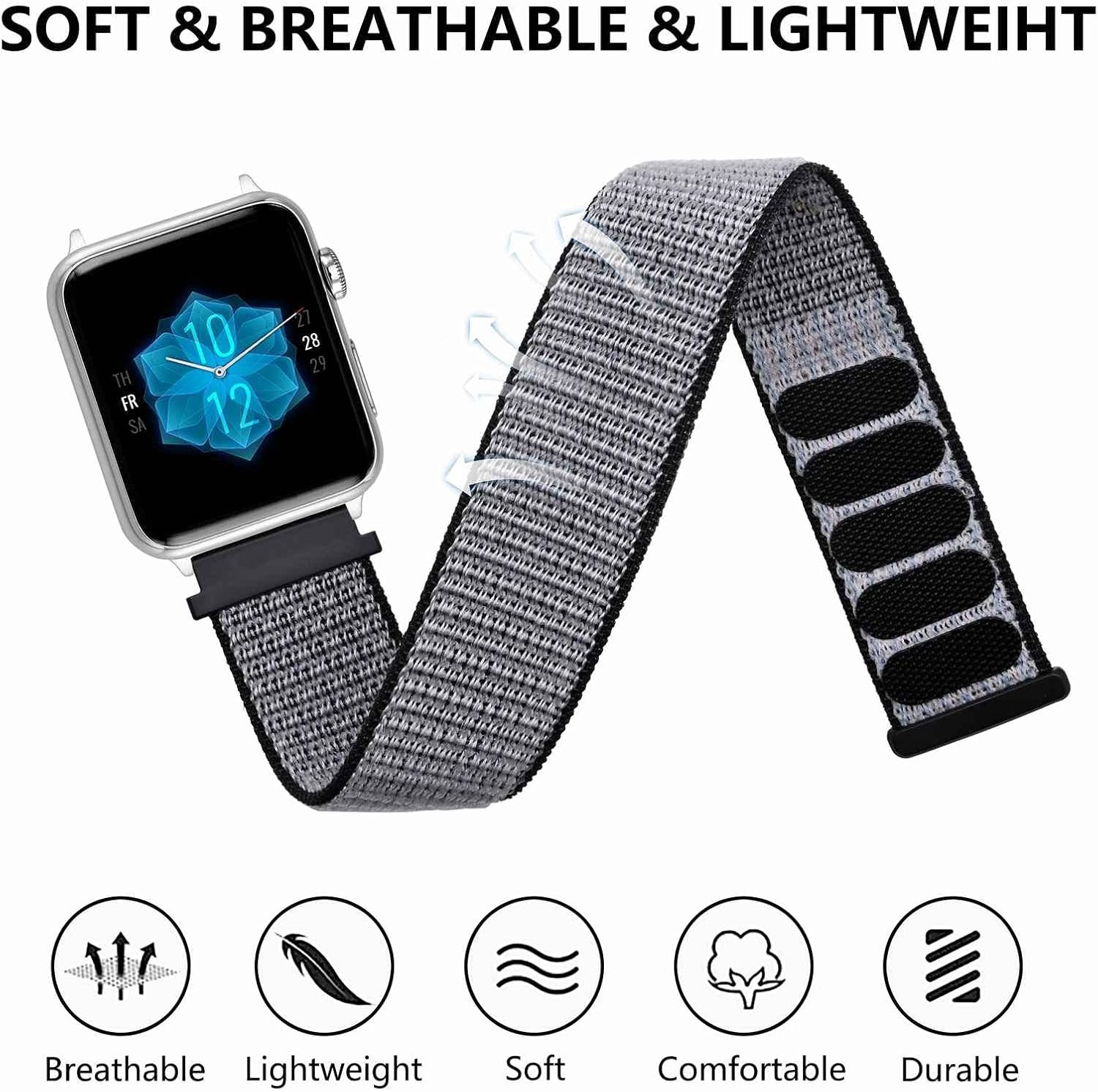 Adjustable Nylon Sport Loop Watch Bands 2 Pack for 16mm 18mm 20mm 22mm Sizes