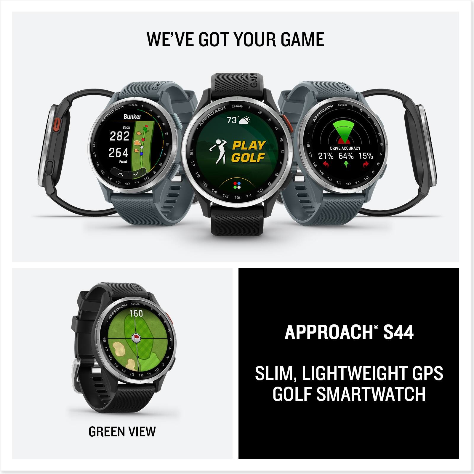 Garmin – Approach S44 GPS Smartwatch 43mm Anodized Aluminum – Silver Aluminum…
