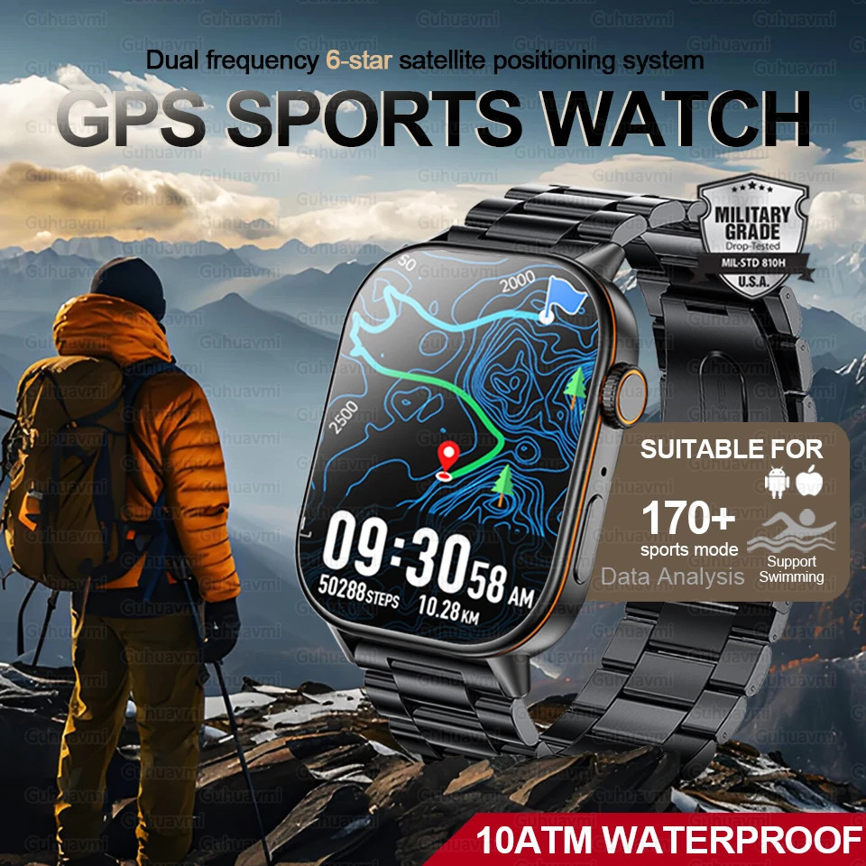 2025 New Outdoor Military GPS Smart Watch 2.01-inch AMOLED Screen BT Call 178+ S