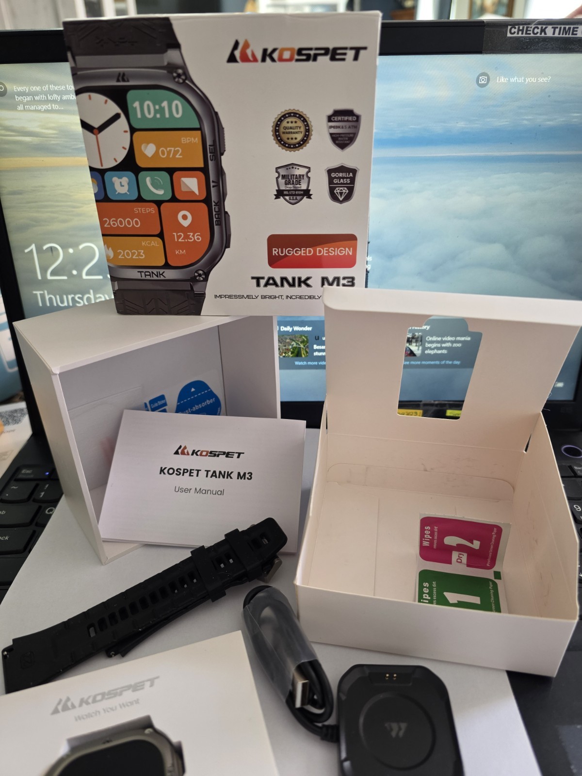 KOSPET Tank M3 Rugged Smartwatch 43mm 32GB Touch Screen Android/iOS Black