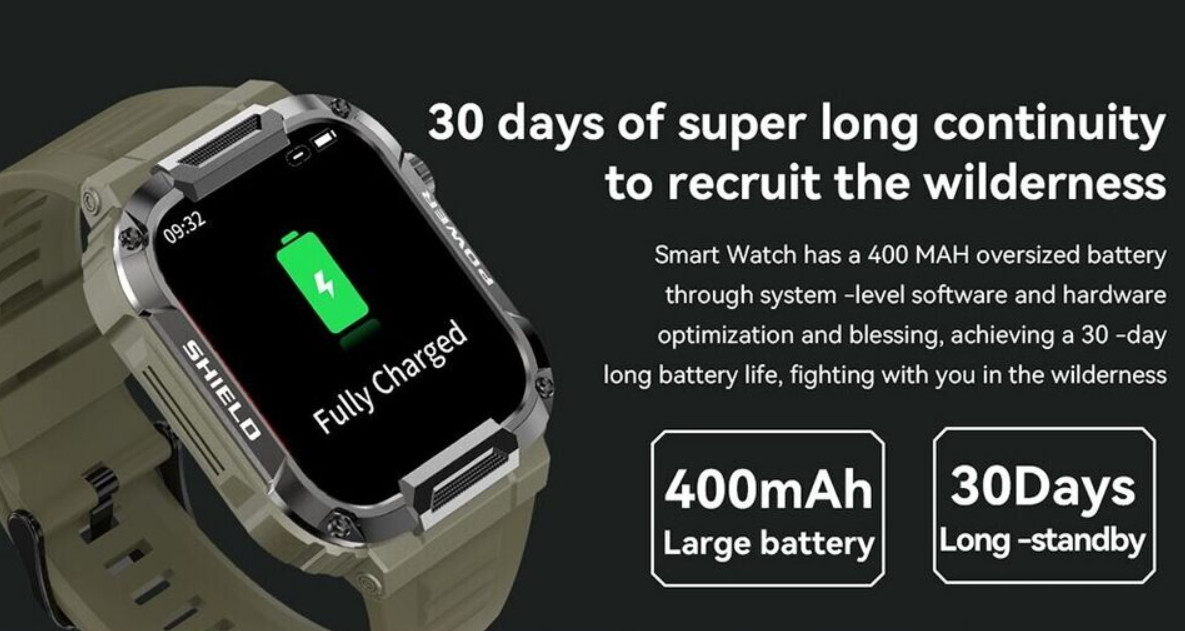 Smart Watch Outdoor Military for Men and Women Kids (Bluetooth Call, Waterproof)