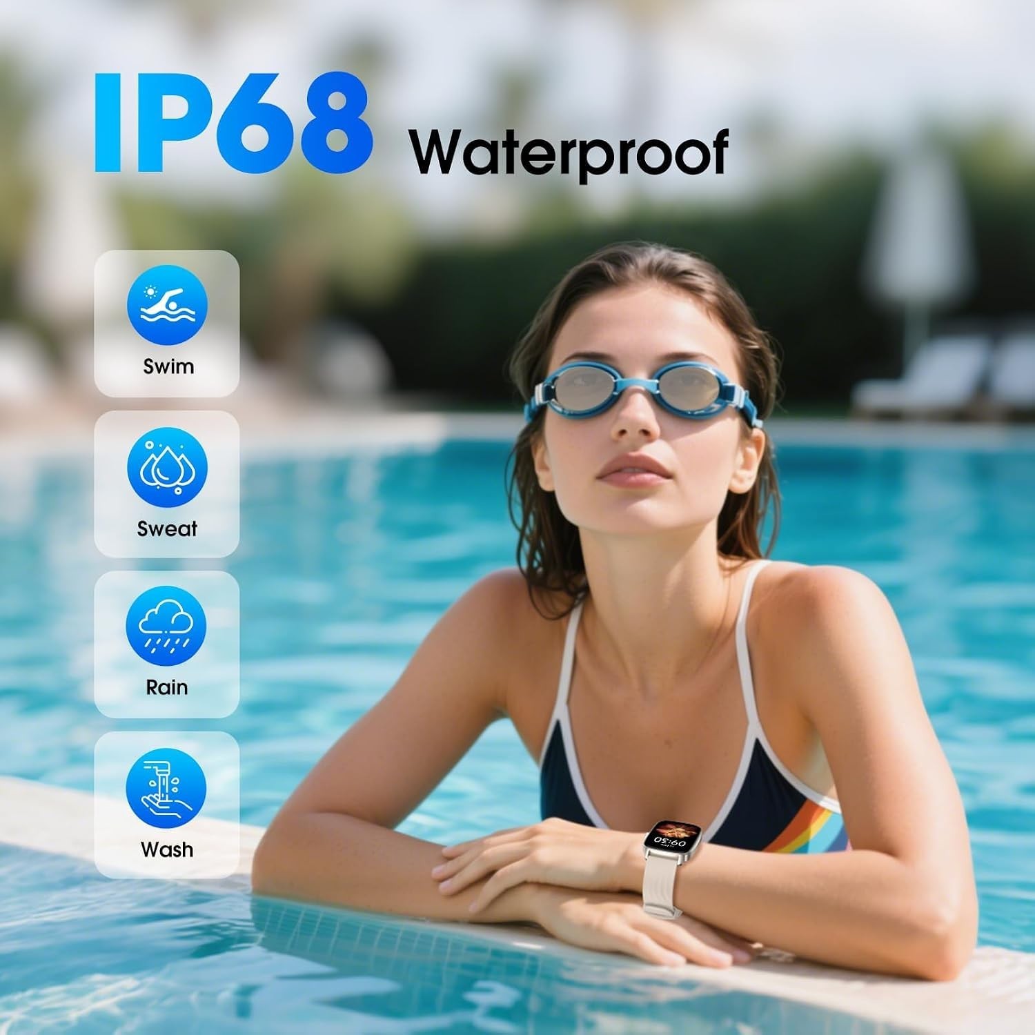 Seniors Pedometer Watch: No App Needed, Waterproof, Heart Rate & Sleep Tracker