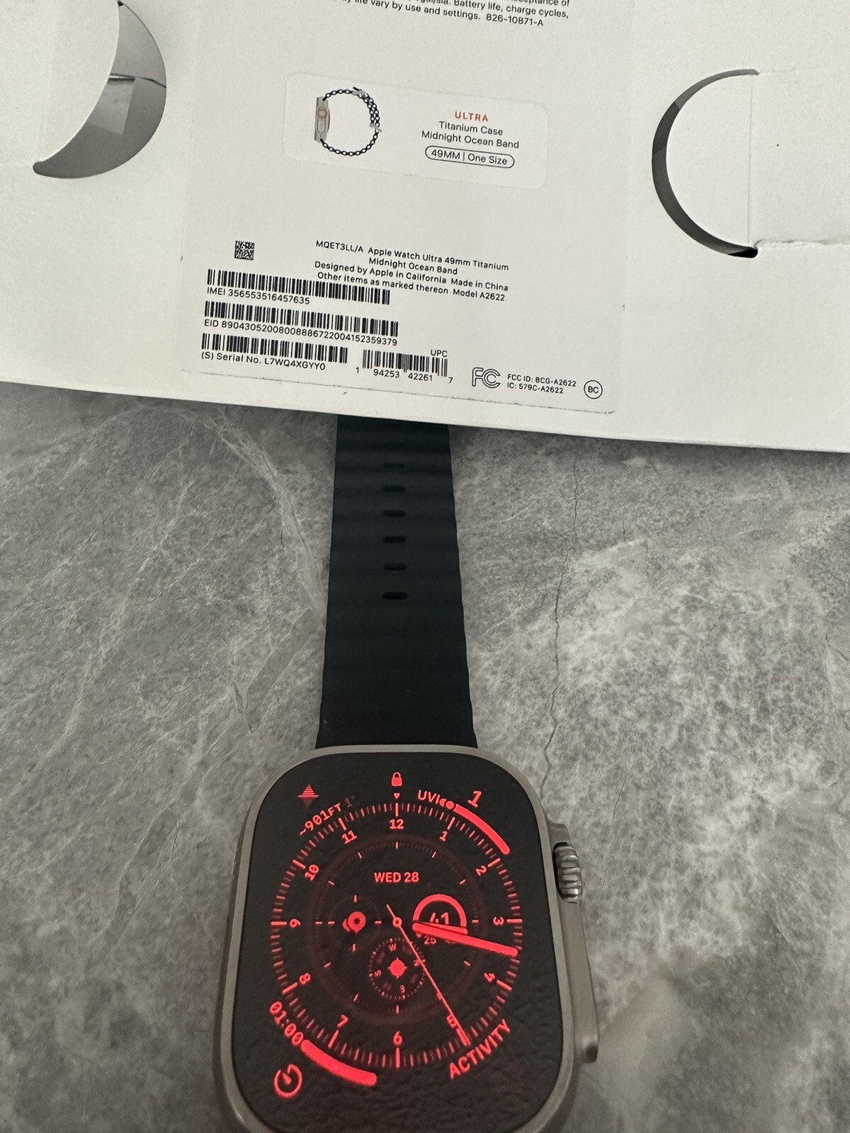 Apple Watch Ultra 49 mm Titanium Case with Midnight Ocean Band (GPS + Cellular)