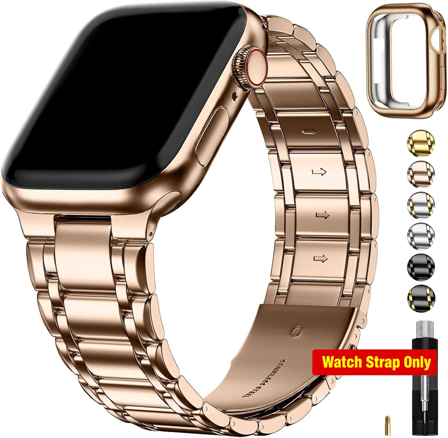 Metal Strap Compatible with Apple Watch Series 1-11 49/44mm Rose Gold