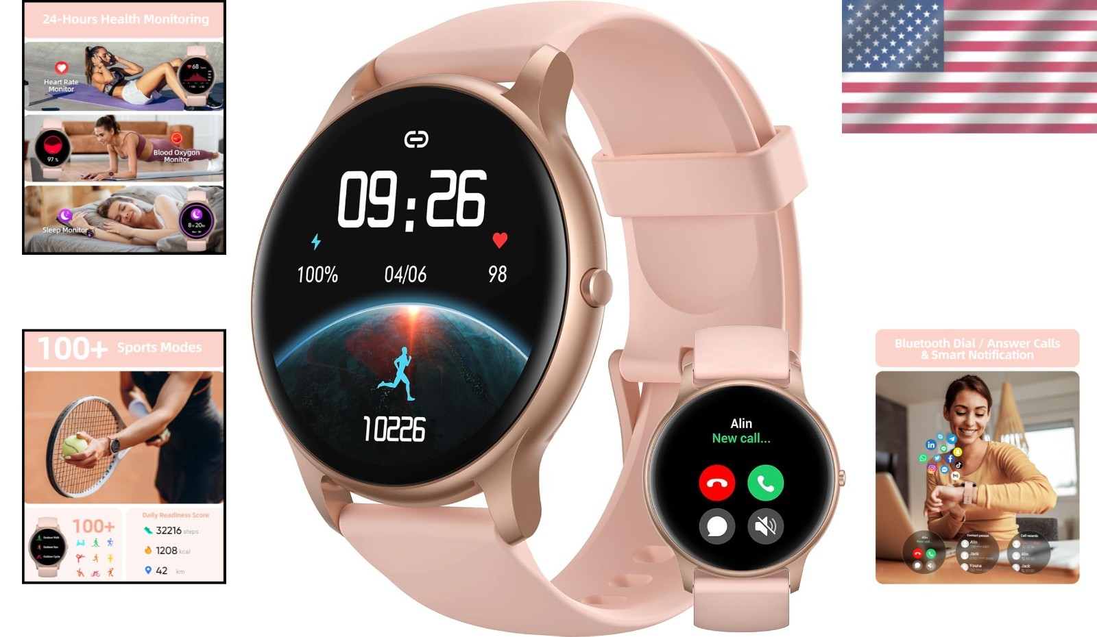 Versatile Fitness Smart Watch for Women: 200+ Custom Dials, 24/7 Health Tracking