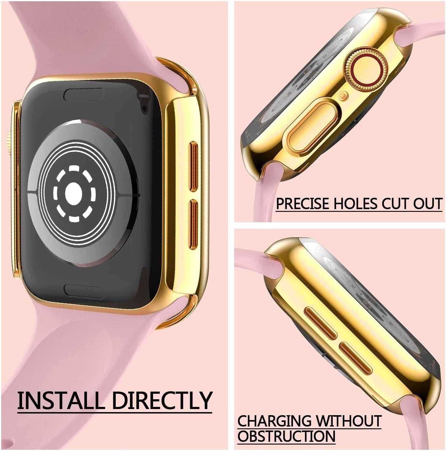 Gold Hard Plated Bumper Case for Apple Watch Series 11 46mm with Tempered Glass