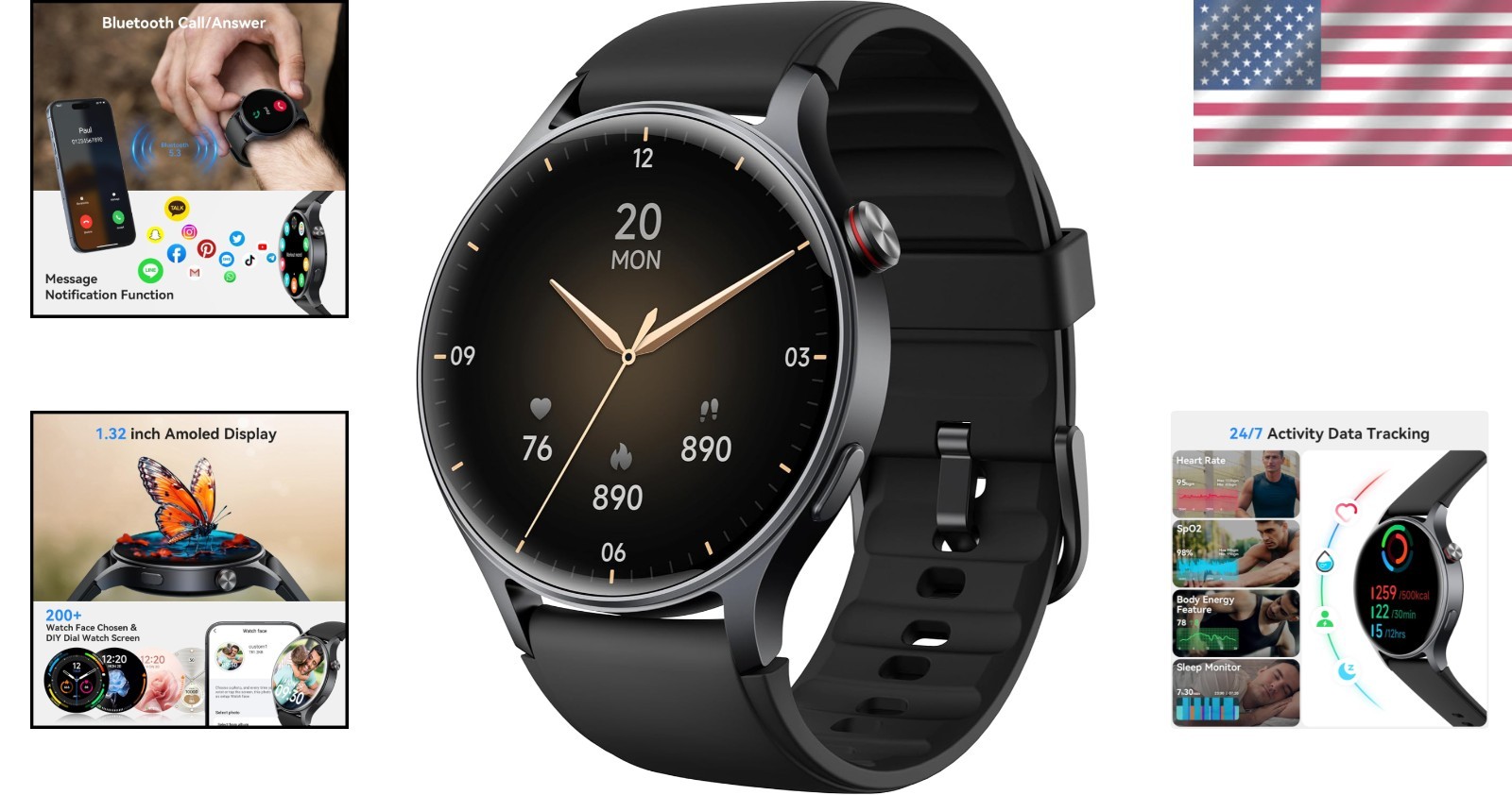 Luxury Smart Watch for Men & Women – AMOLED Fitness Tracker with SpO2 Monitoring