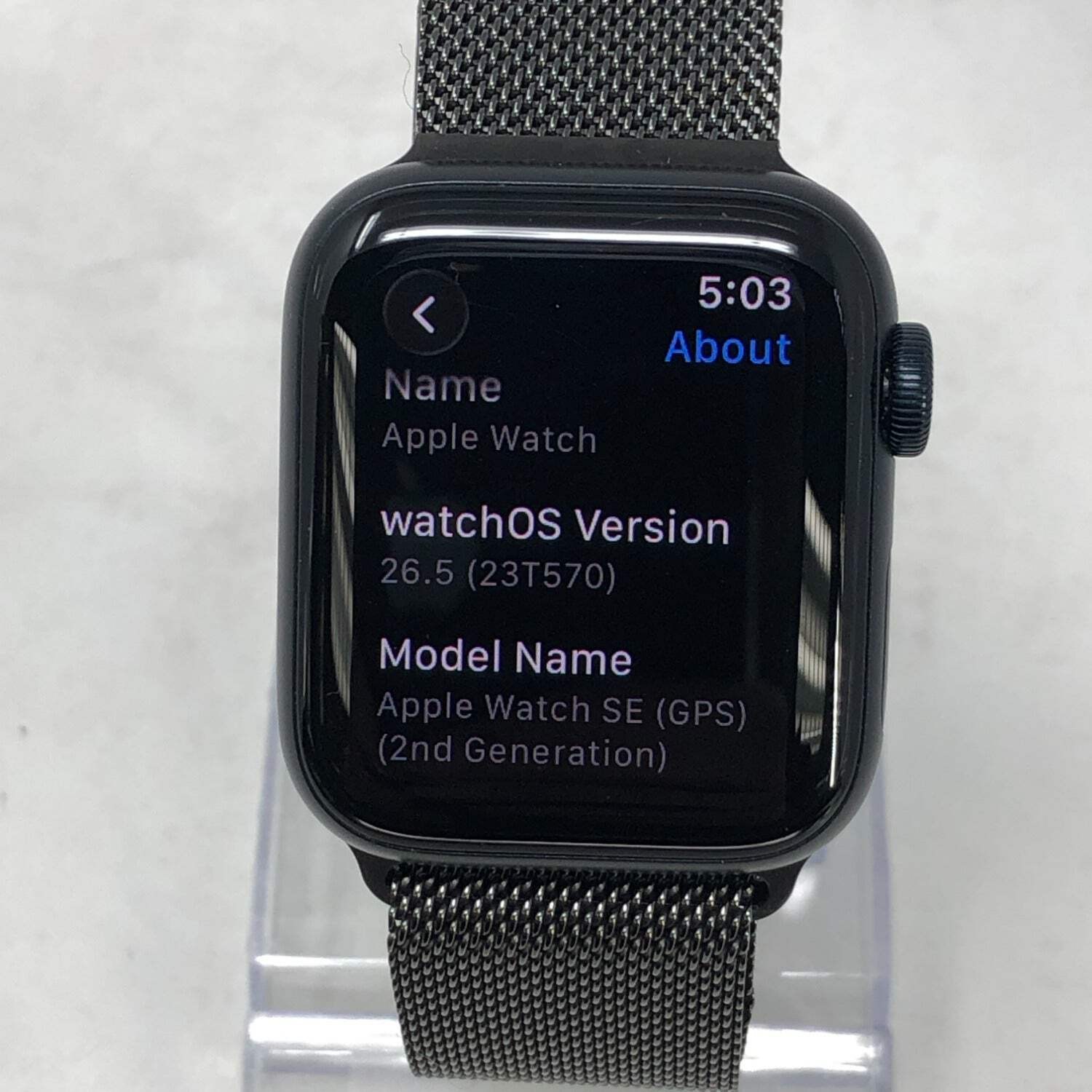 GPS Only Apple Watch SE 2nd Gen 40MM Midnight Aluminum Graphite Milanese Loop MA