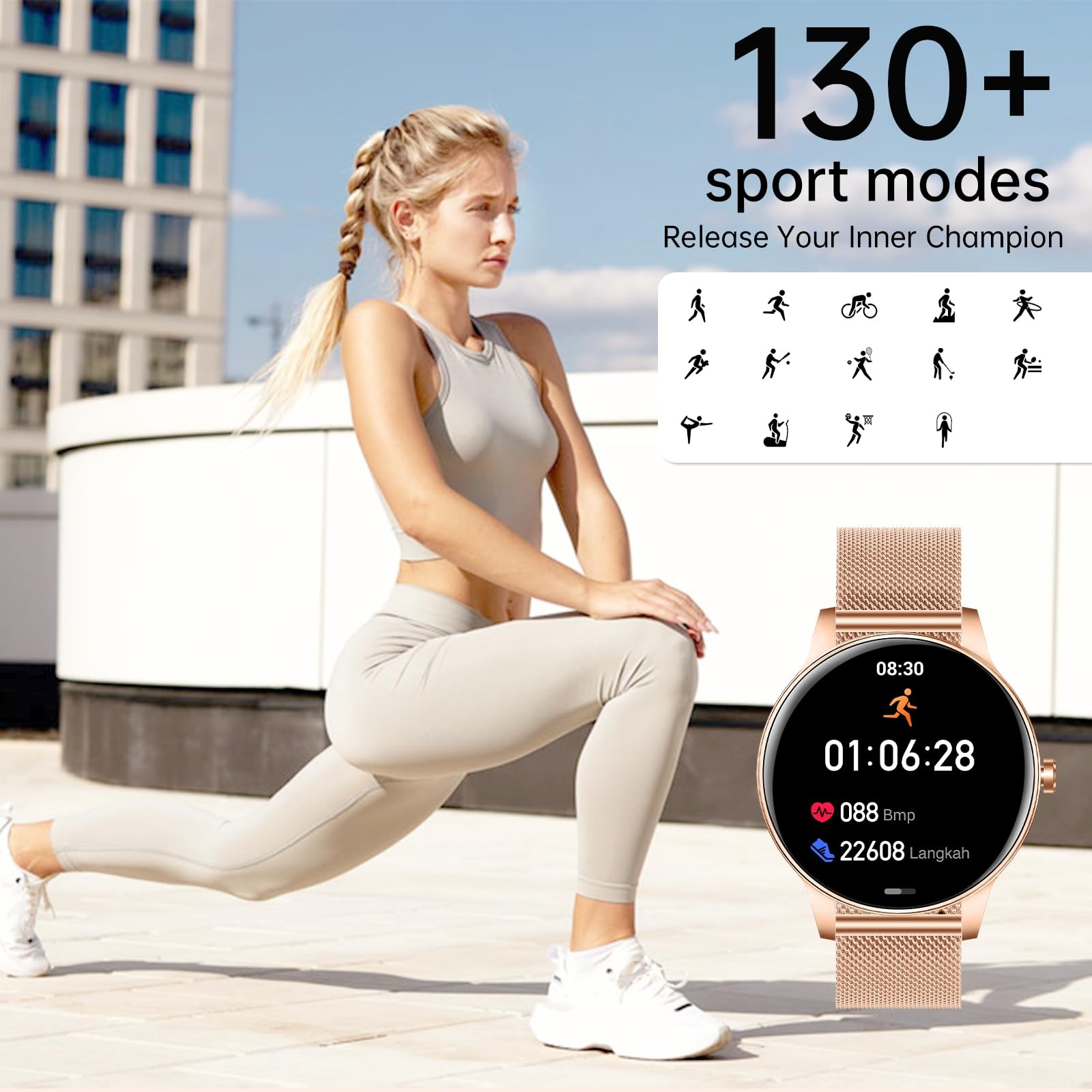 for (Answer/Make Calls), 1.27″ HD Screen Fitness Tracker with Heart Rate/Slee…