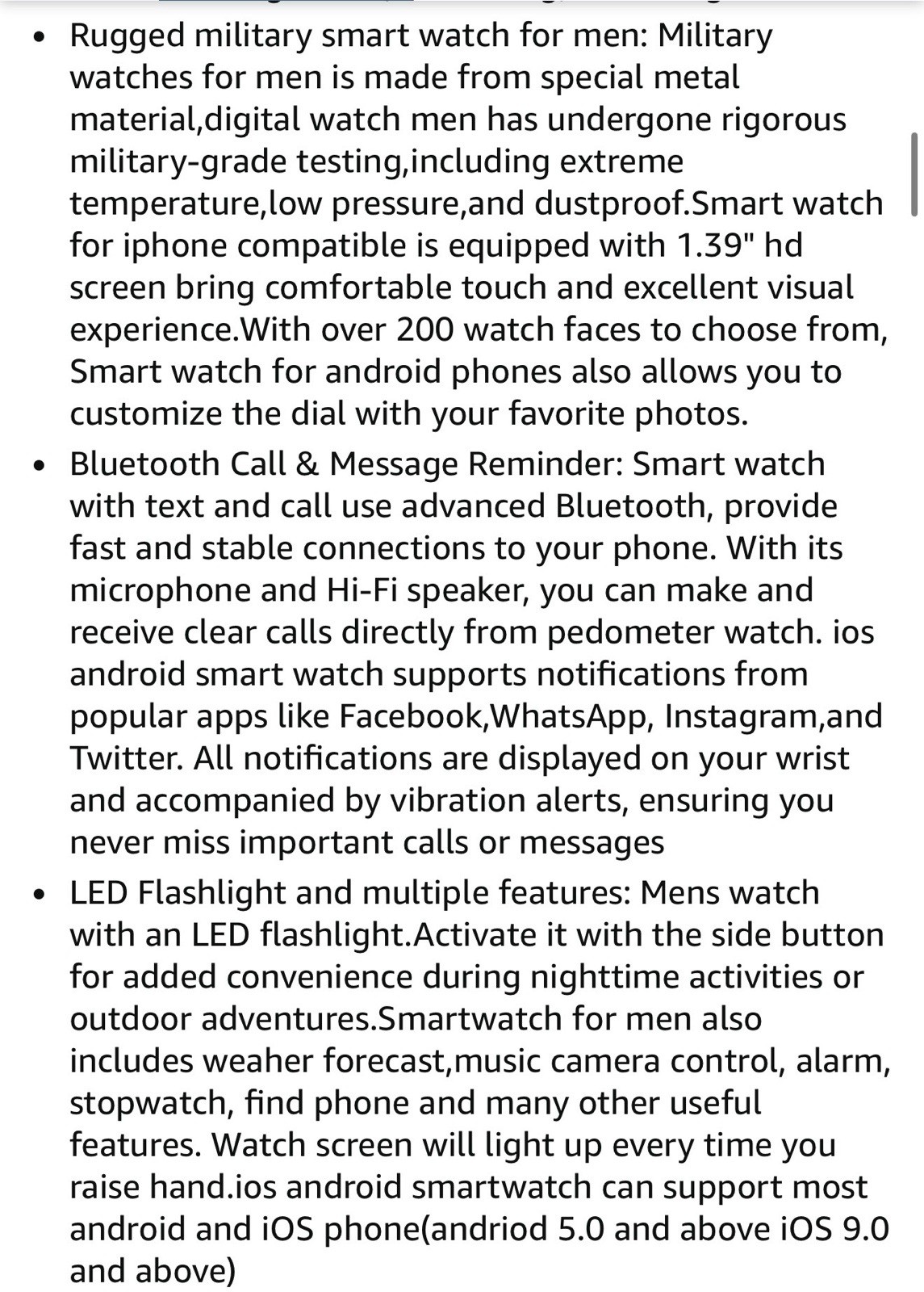 Smart Watch for Men Fitness Tracker: Military Make Answer Call Running