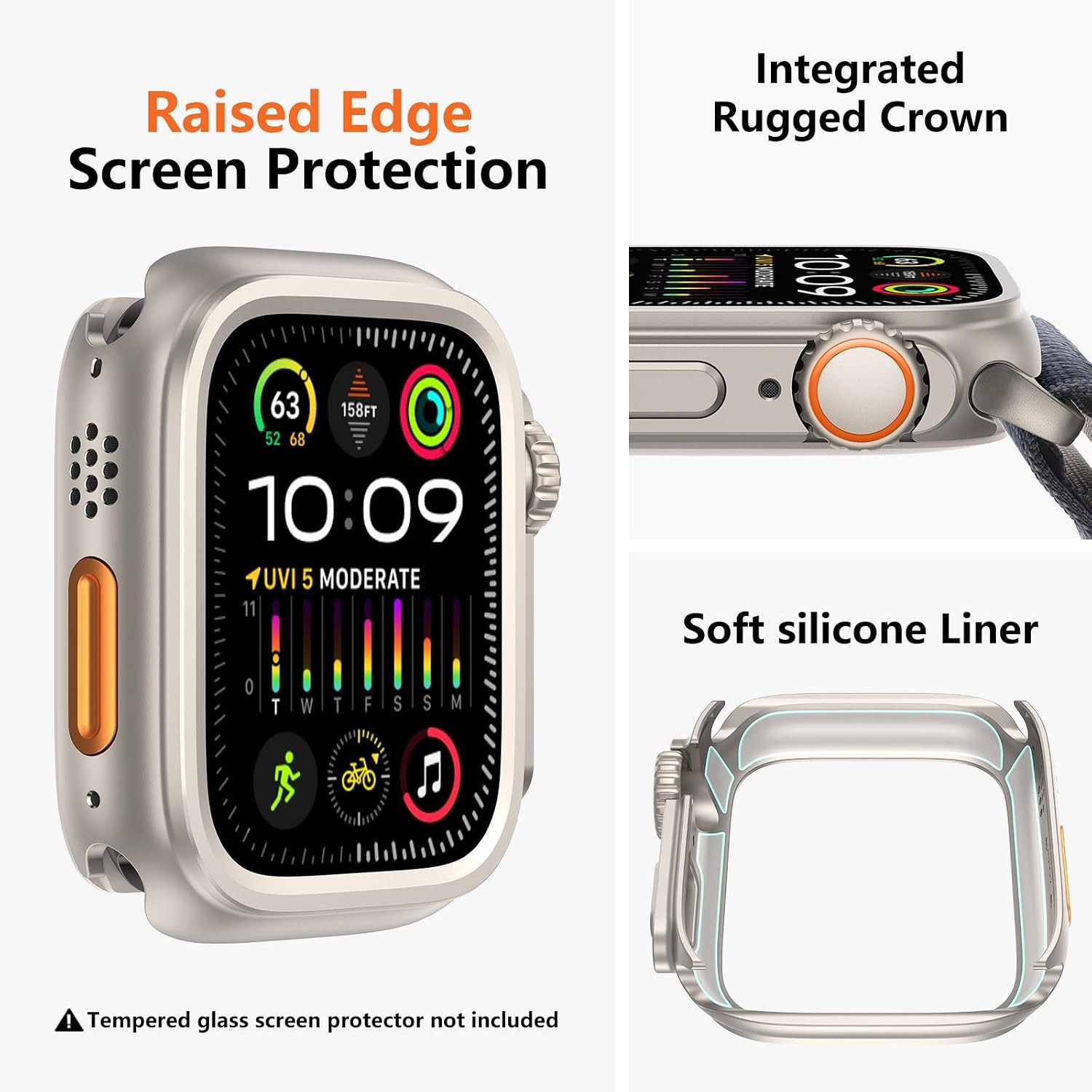 Case For Apple Watch Series 9/8/7 45mm Metal Bumper Protector with Crown & Back