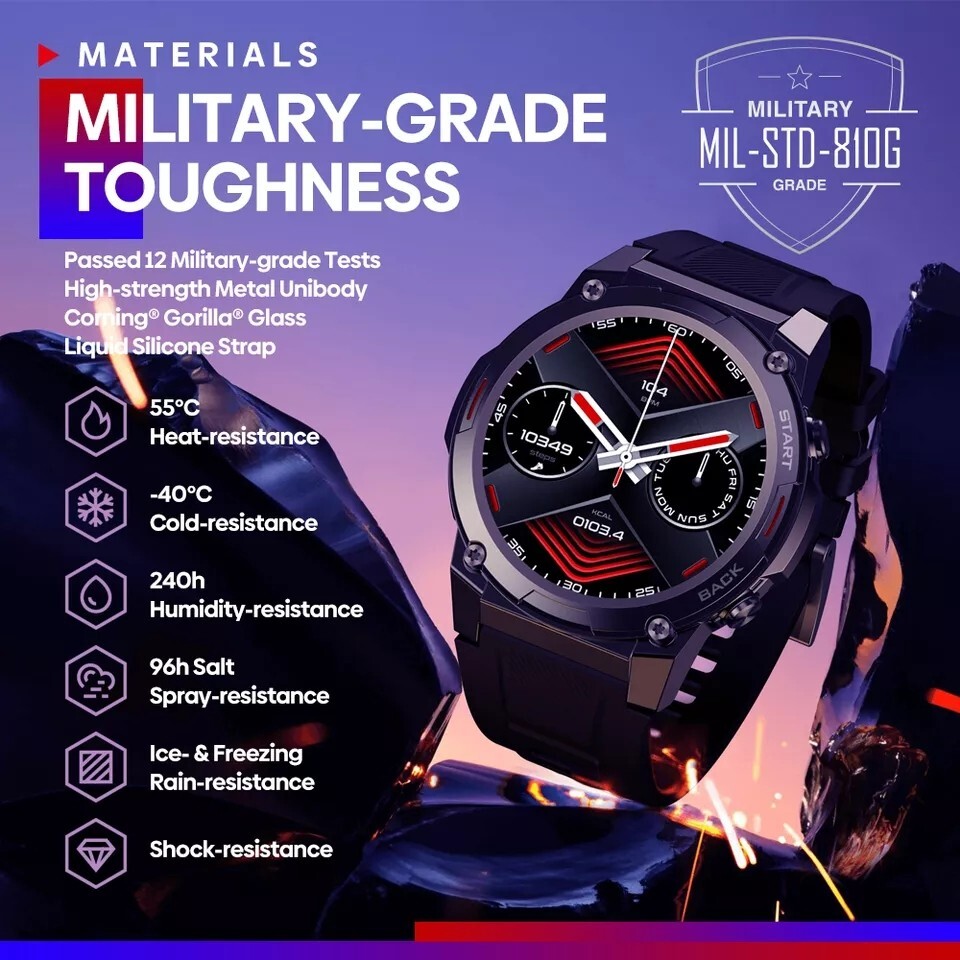 Zeblaze Vibe 7 PRO Hi-Fi Bluetooth Call 1.43″ Amoled 3ATM Rugged Smartwatch
