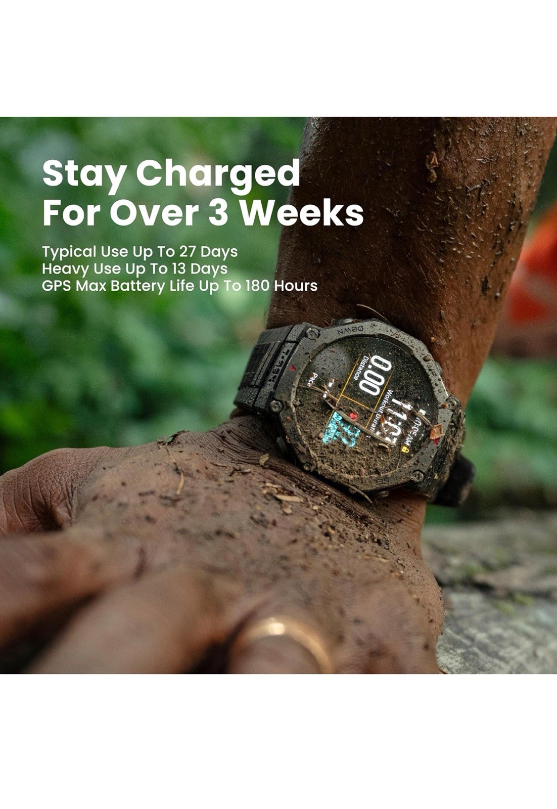 Amazfit T-Rex 3 Rugged/Military Smart Watch, Long Battery Life, Water-Resistant