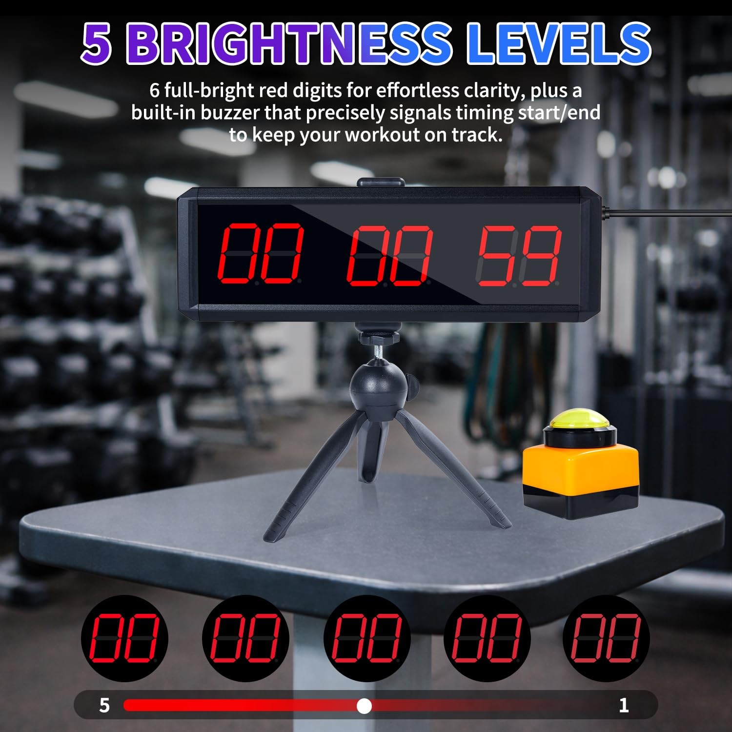 Stopwatch with Start/Stop Button LED Digital Timer Stand 1.5 Red