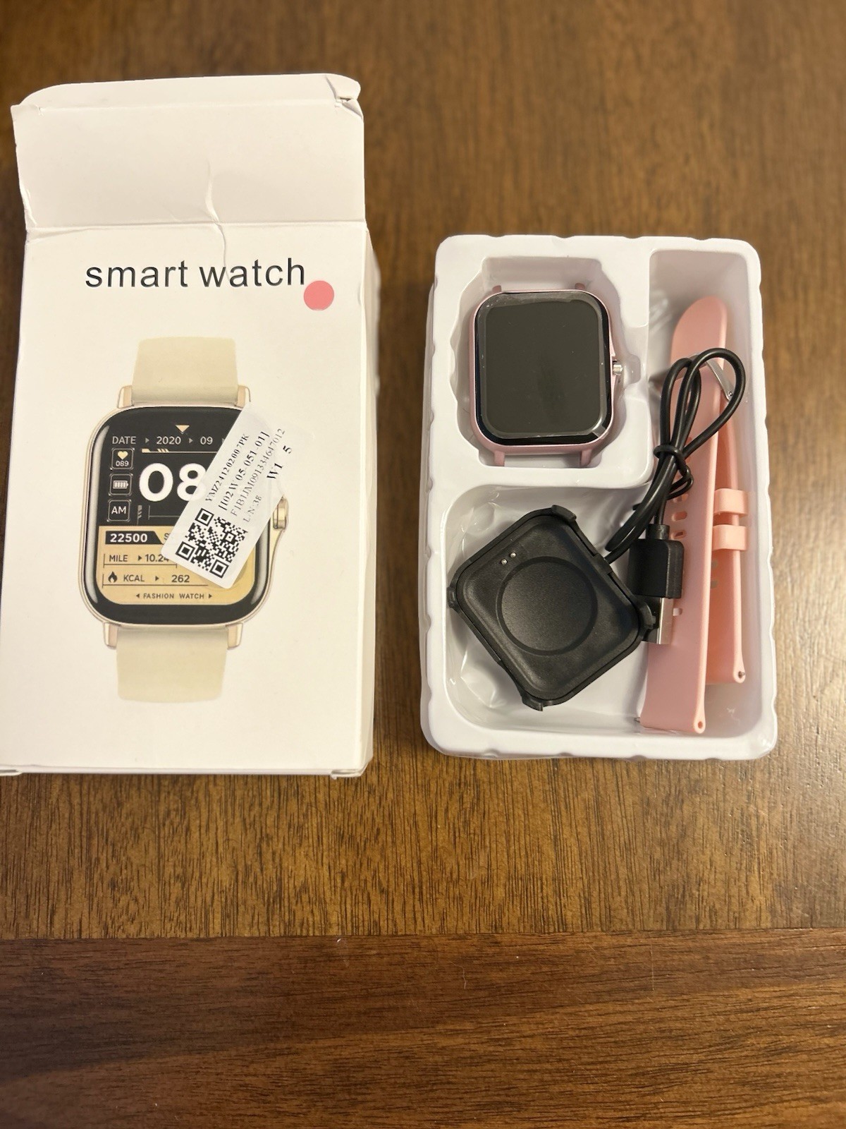 Pink Smart Watch Metal Case Silicone Band for Men Women Kids