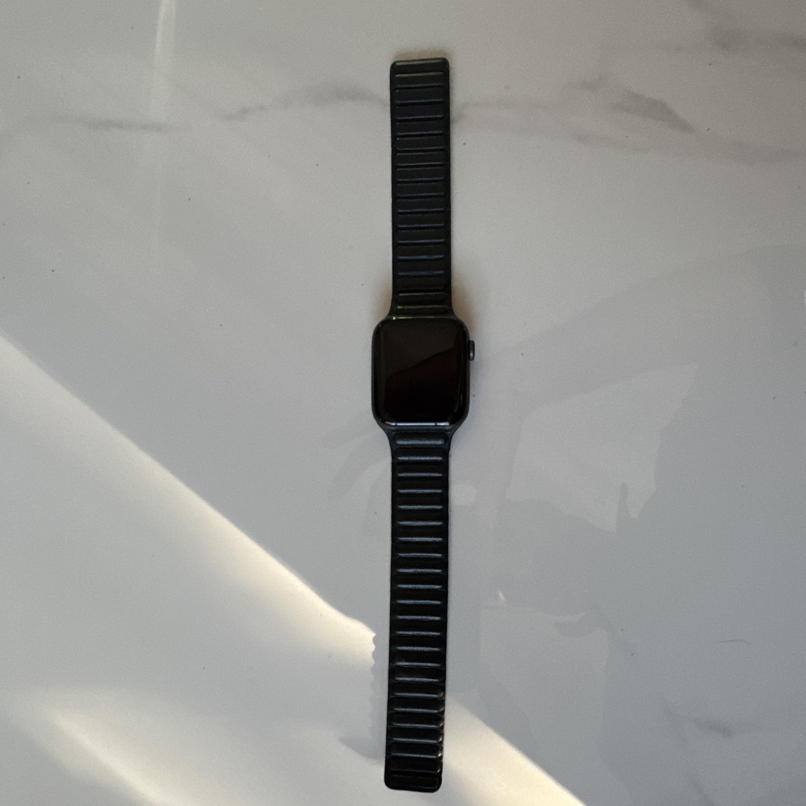 Apple Watch Series 5 44mm Black with Black Apple Leather Band